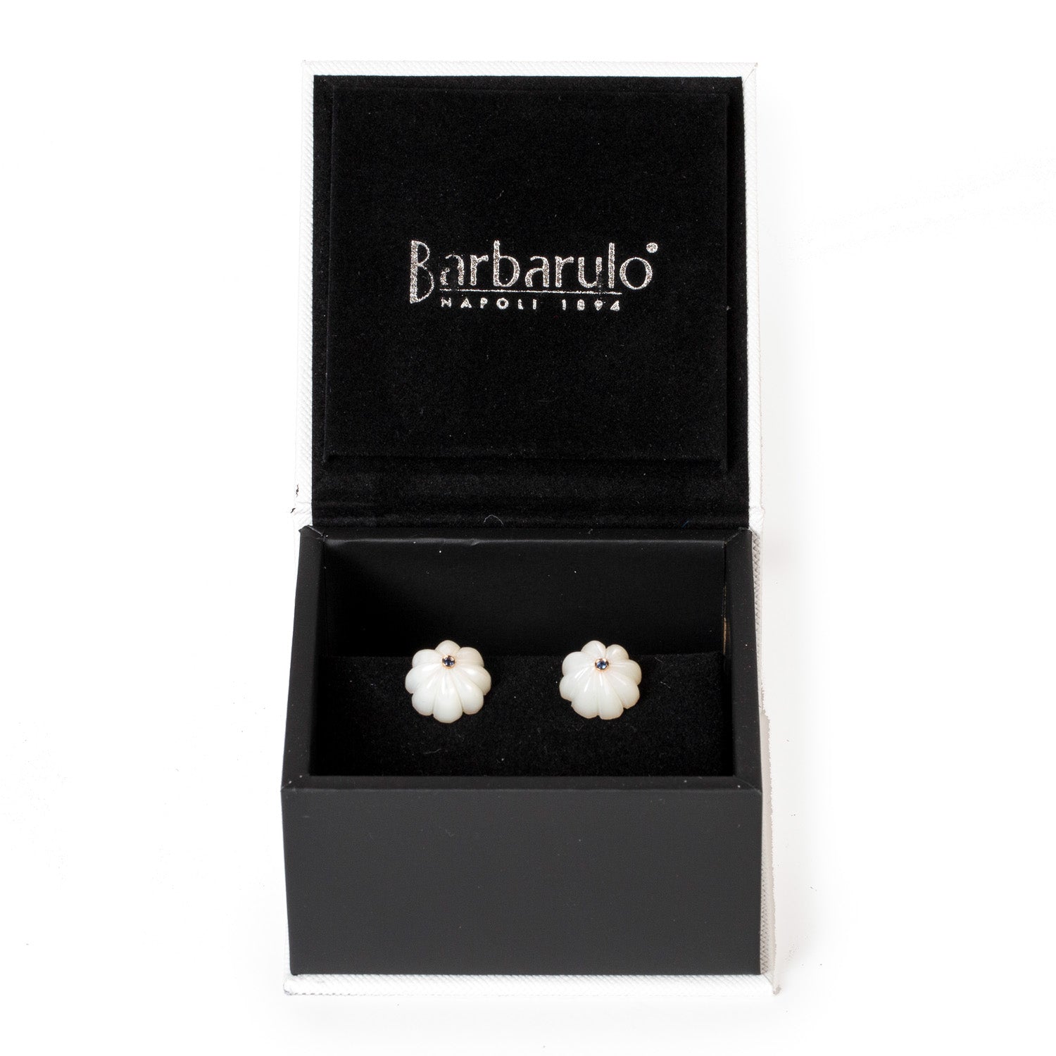 Manschettenknopf "Flower Mother of Pearl with Sapphires" aus Sterling Silber - reine Handarbeit